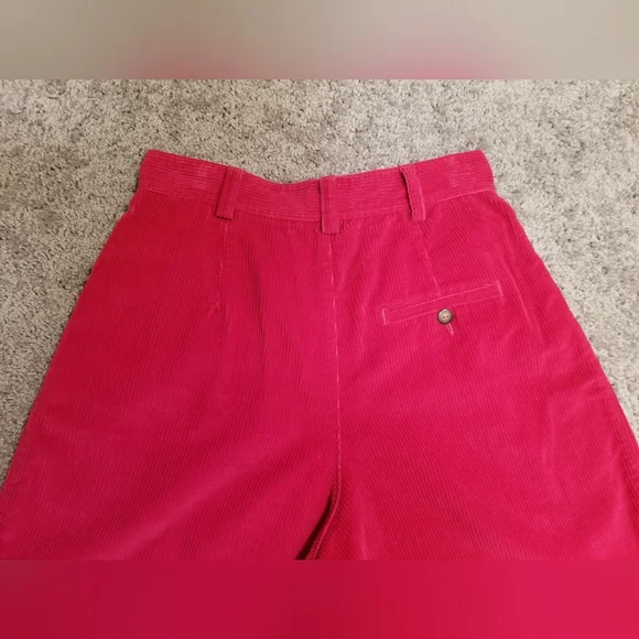 HOT PINK SHORTS LIZSPORT CORDUROY VINTAGE 80S PREPPY PETITE SIZE 8 POCKETS 90S